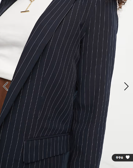 Pieces tailored blazer co-ord in navy pinstripe