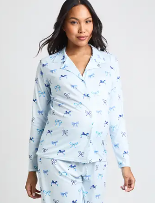 boohoo Maternity Bow Print Long Sleeve Shirt