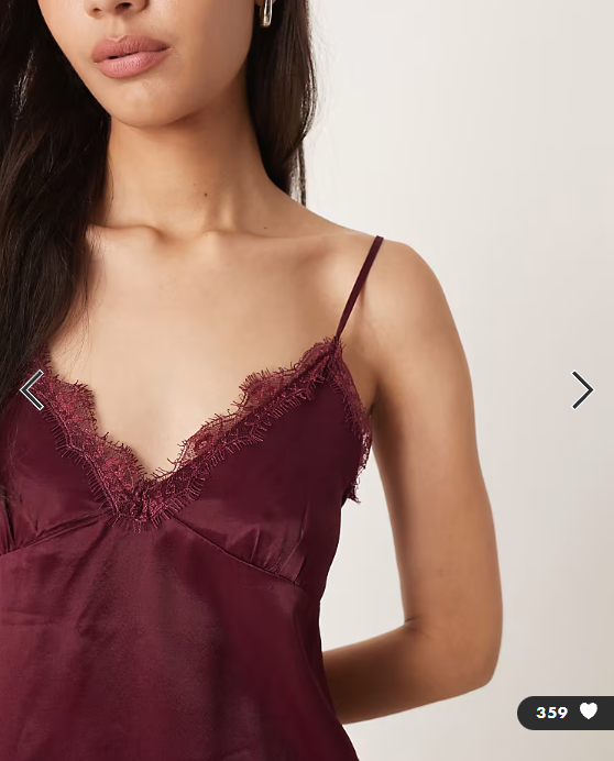 ASOS DESIGN satin lace trim asym hem cami top in plum