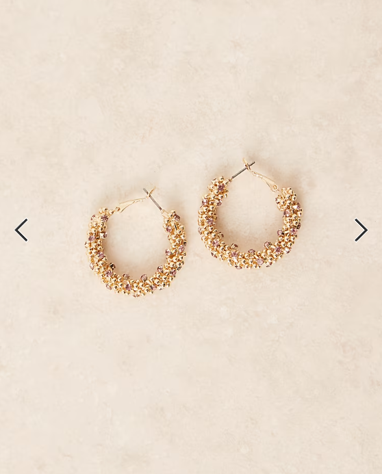 ASOS DESIGN hoop earrings in beaded design in gold tone