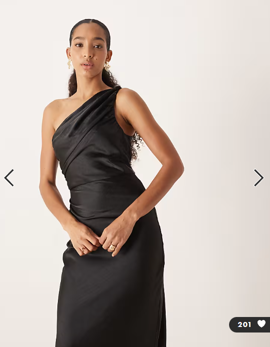Pretty Lavish Bridesmaids Juliet satin gathered one shoulder maxi dress in black