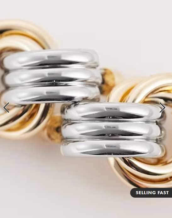 ASOS DESIGN stud door-knocker earrings in mixed silver and gold tone