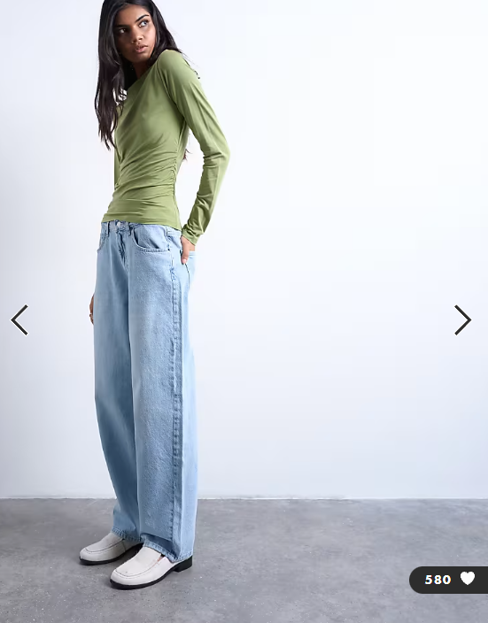 Topshop Lowrie low rise baggy jean in bleach