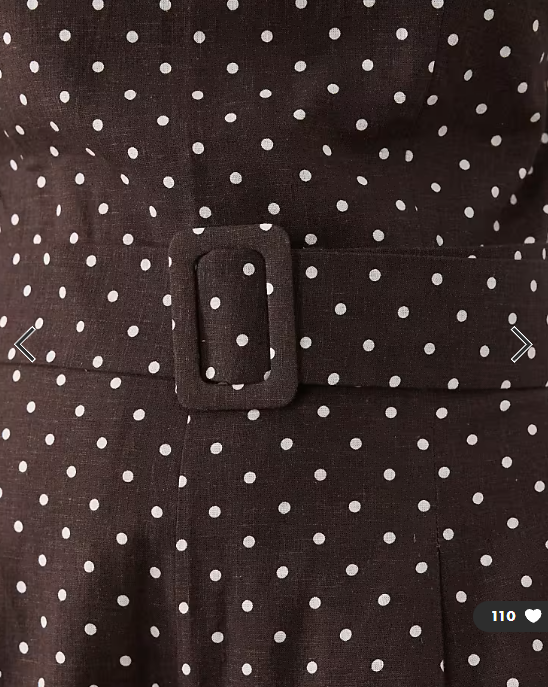 Mango linen mix belted jumpsuit in brown and white polka dot