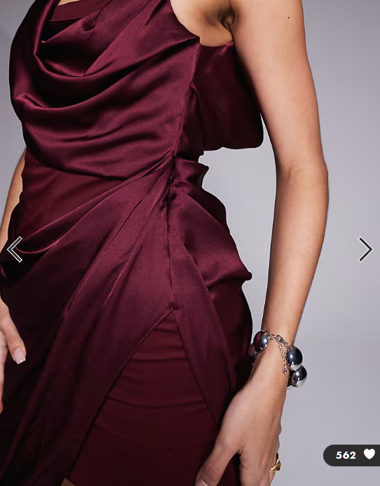 Asos - drape satin maxi dress with contrast bonded bodice in burgundy