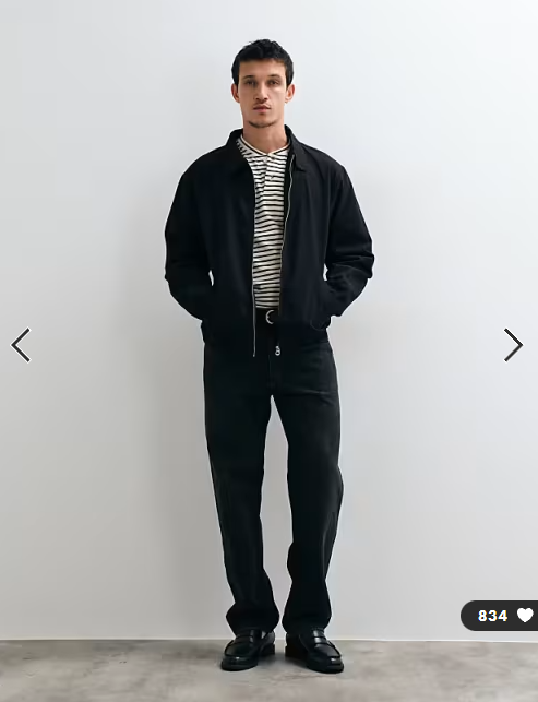 ASOS DESIGN cotton harrington jacket in black