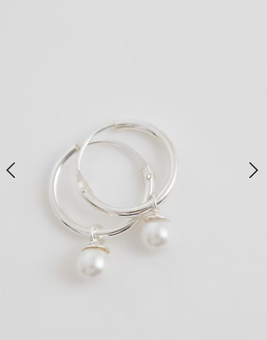 Kingsley Ryan pearl charm hoops in sterling silver