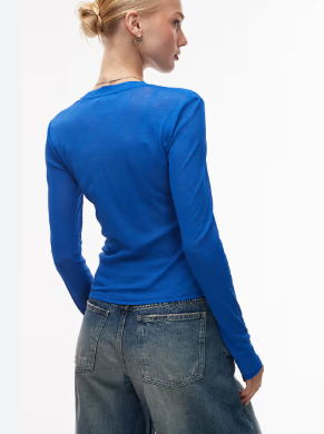 ASOS DESIGN double layer sheer top in cobalt blue