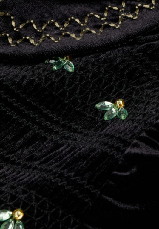 H&M -Velvet Stone Diamante collar dress