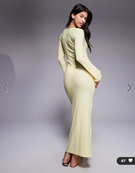 Missyempire beach sheer knit keyhole maxi dress in lemon