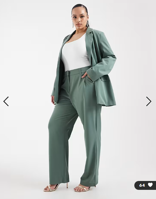 Vero Moda Curve straight leg tailored trouser co-ord in green