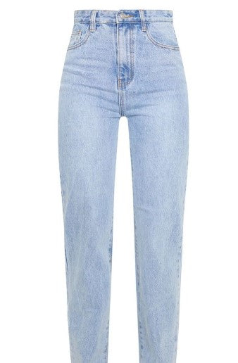 Light Blue Wash High Waist Straight Leg Jeans