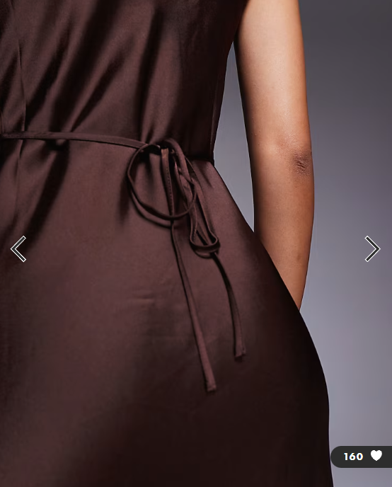 New Look satin cowl neck midi dress in brown