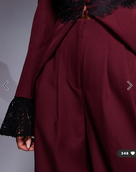 ASOS LUXE co-ord tailored wide leg trouser in burgundy