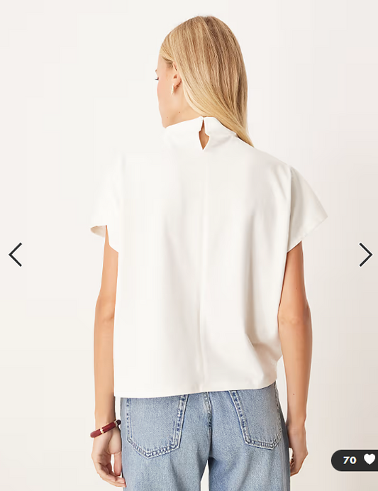 ASOS DESIGN heavyweight cotton grown on neck boxy tee in cream