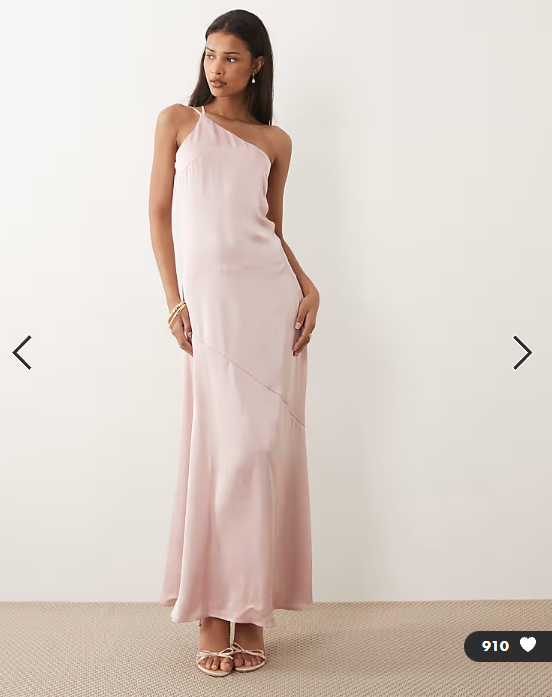 Vila one shoulder strap detail satin maxi dress in light pink