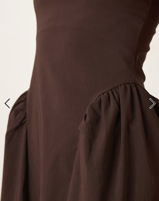 ASOS DESIGN square neck midi sundress with cap sleeves in chocolate - BROWN