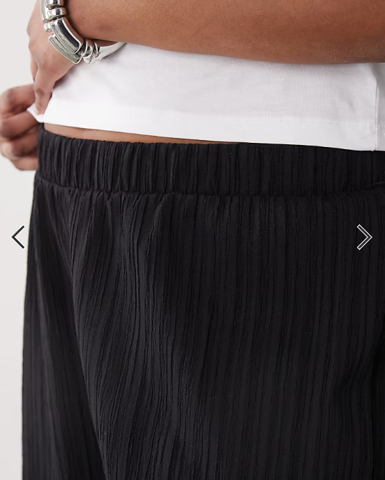Noisy May Curve wide leg textured trousers in black