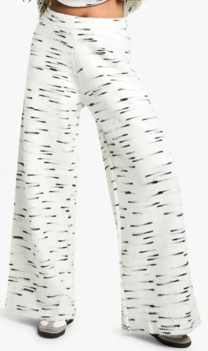 boohoo Soft Knit Marl Slouchy Wide Leg Knitted Trouser
