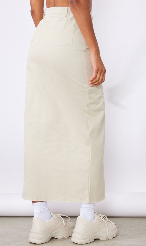 Plt - Stone Twill Split Thigh Midaxi Skirt