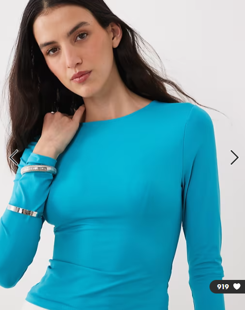 ASOS DESIGN polyamide slinky long sleeve top in teal