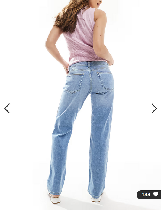 ONLY Jane mid waist straight leg jeans in light blue