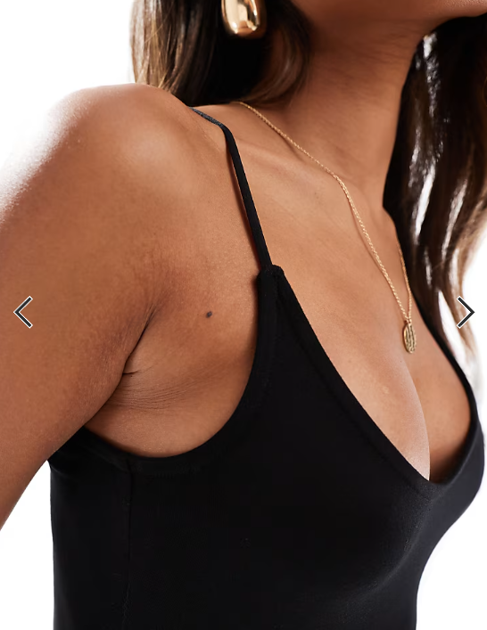 ASOS DESIGN asymmetric scoop neck maxi dress with skinny strap and open back detail in black