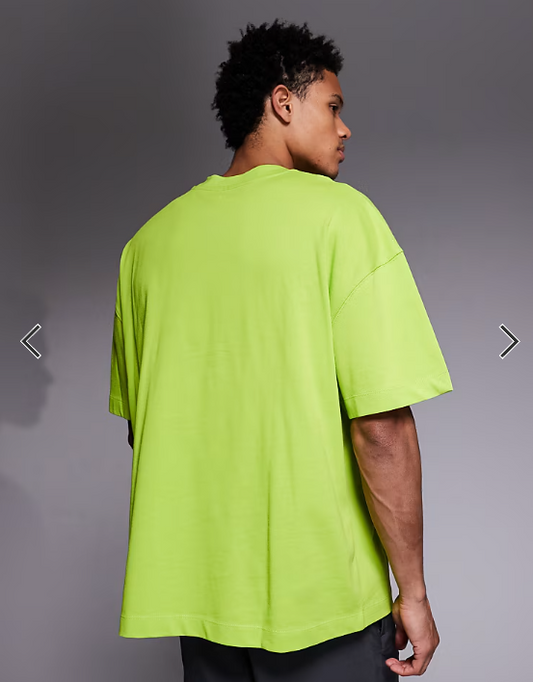 4505 Icon boxy oversized heavyweight cotton t-shirt with quick dry finish in acid green.