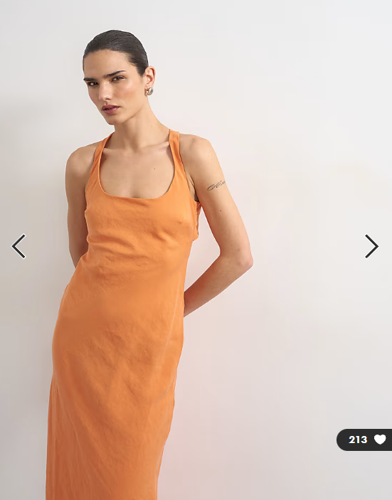 Topshop cross back midi cupro dress in orange