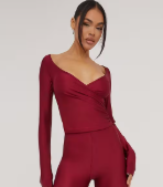 Ego -Long Sleeve Plunge Wrap Detail Top