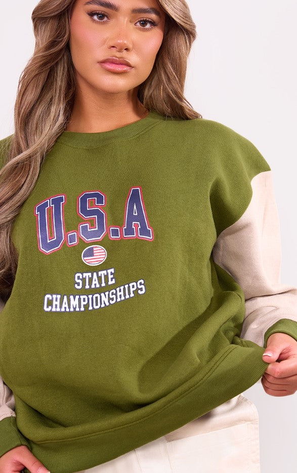 Khaki USA Raglan Sleeve Sweatshirt