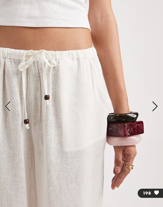 ONLY Tall linen blend wide leg trouser in white