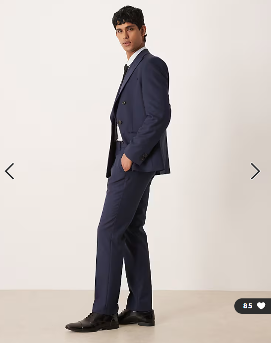 ASOS DESIGN slim suit trousers in navy texture