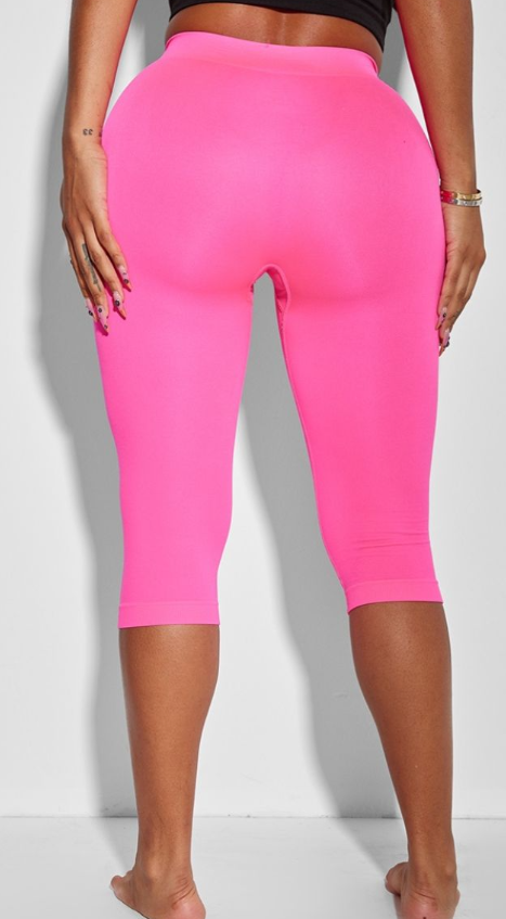 Shape Pink Stretch Seamless Capri Leggings