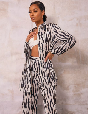 Black Zebra Printed Oversized Shirt