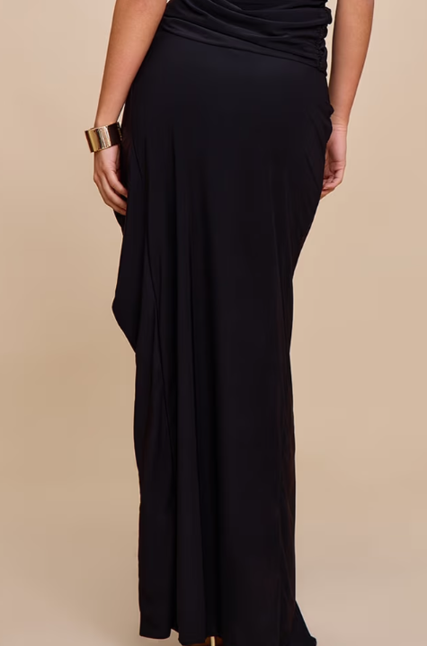 Plt - Black Double Layer Bandeau Trim Detail Maxi Skirt