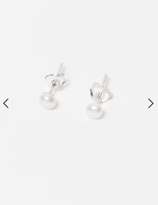 Kingsley Ryan classic pearl stud earring in silver