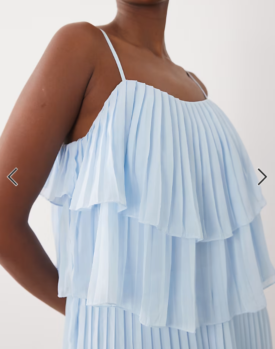 Vila pleated ruffle layer cami maxi dress in light blue