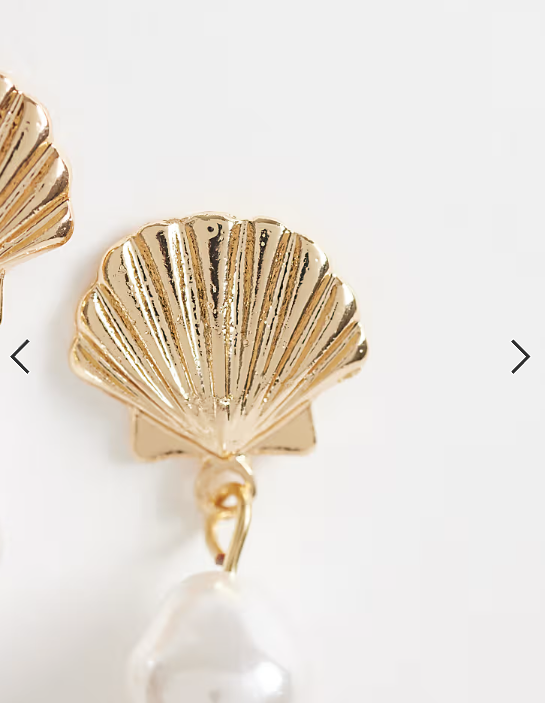 ONLY sea shell earrings with faux pearl in gold