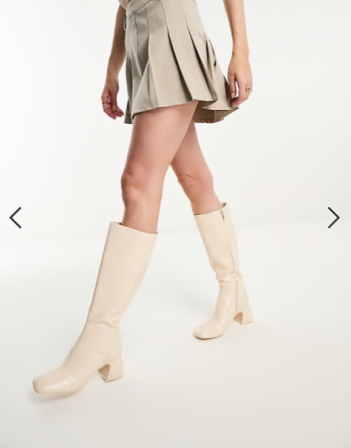 Circus NY knee boots in vanilla bean crinkle patent