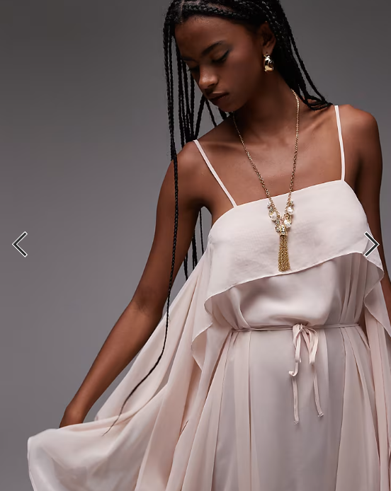 ASOS DESIGN chiffon trapeze maxi dress in soft pink