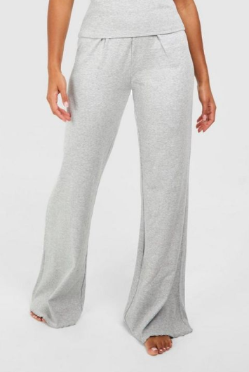 Lounge Grey Rib wide Leg Trousers