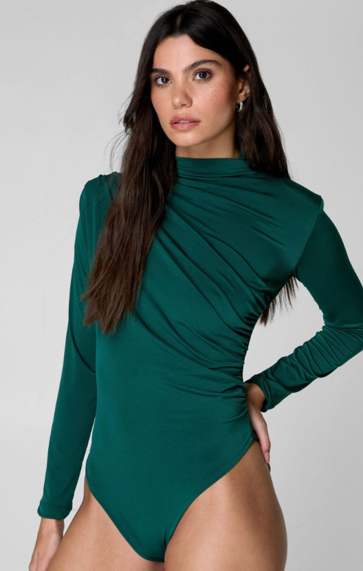 Long Sleeved Ruched Bodysuit