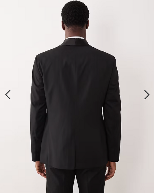 ASOS DESIGN slim suit jacket with tonal micro checkerboard weave in black