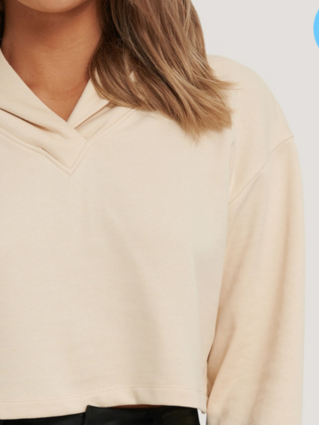 Cropped v-neck hoodie