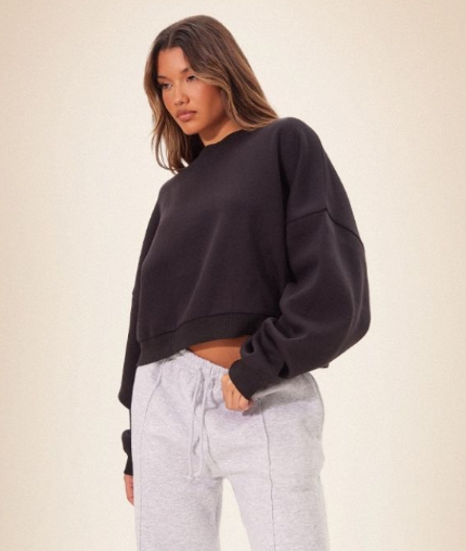 Black Oversized Boxy Sweatshirt