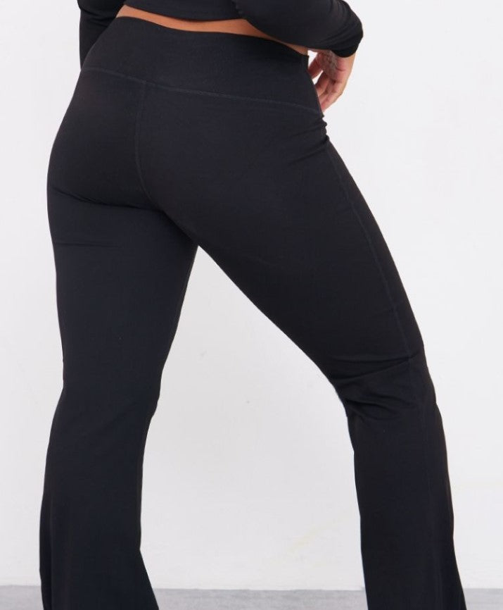 Plus Black Sculpt High Waist Flare Yoga Pants