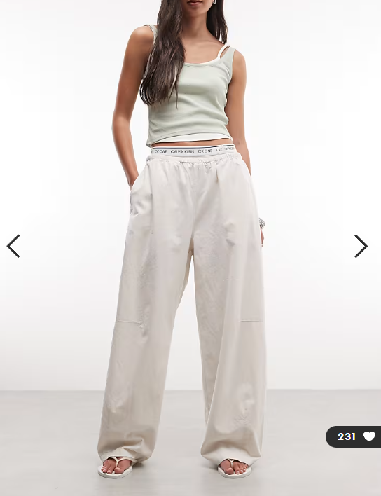 Weekday barrel parachute pants in off-white