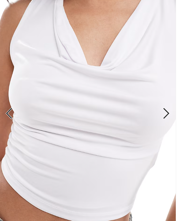 ASOS DESIGN slinky cowl neck tank top in white
