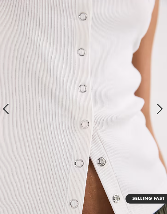ASOS DESIGN ribbed popper detail vest in white
